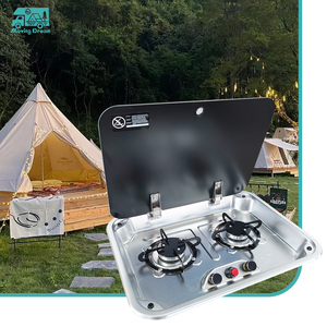 JDA Edelstahl Wohnmobil-Gaskochfeld, Einbau-Gasherd mit 2 Brennern und Glasabdeckung, Gasbrenner für Haushalt, Wohnmobil, Picknick, Boot - Product Image 4