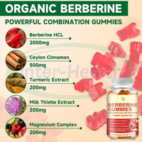 Compléments alimentaires végétaliens en gommes à la cannelle naturelle sans sucre, marque privée OEM, extrait de berbérine HCL, 1000 mg, 500 mg, gommes à la berbérine