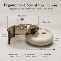 Table basse ronde de style nordique de luxe en or, table centrale à double niveau en verre, table d'appoint minimaliste pour canapé ou bureau