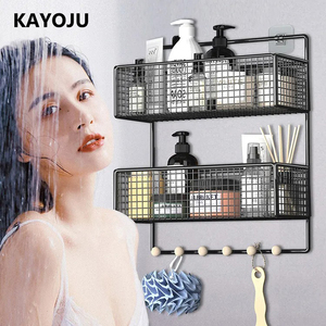 Factory Custom Tier <strong>Hanging</strong> <strong>Shower</strong> <strong>Caddy</strong> Black Bathroom Shelves Storage No Drill <strong>Hanging</strong> Wall Bathroom <strong>Shower</strong> <strong>Caddies</strong> with Hook - Product Image 3