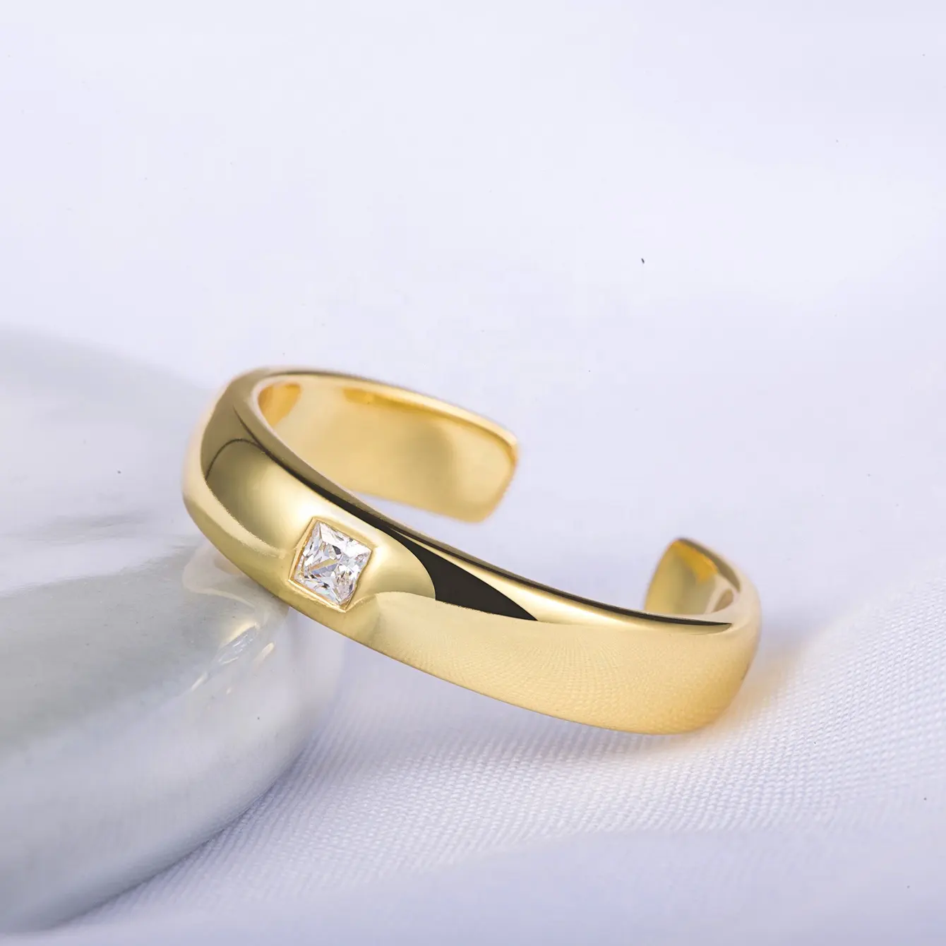 ladies adjustable gold plated zircon stone crystal cubic zirconia stack finger ring for girls