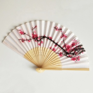 Abanico de Seda de Cerezo de 21 cm para Boda, Abanico Plegable de Bambú y Tela - Product Image 2
