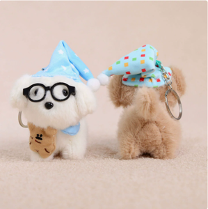 Portachiavi in peluche a forma di cucciolo che si addormenta, simpatico ciondolo per borsa, ideale come regalo, all'ingrosso - Product Image 2
