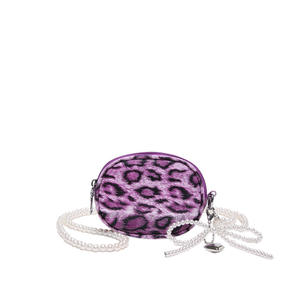 Exquisite coin <b>purse</b>, oval design, <b>pink</b> leopard print and pearl embellishment - Product Image 5