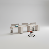 Ensemble bureau et chaise de travail individuel en PVC au design moderne et épuré, poste de travail informatique en îlot simple