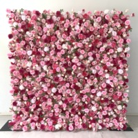 Mur de fleurs artificielles en soie rose mélangée, personnalisé OEM ODM, fait main, enroulable, pour décoration de mariage, événement ou fête