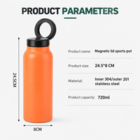 Support magnétique pour téléphone, bouteille d'eau, thermos isotherme en acier inoxydable 304 pour la salle de sport, la course à pied et les sports de plein air