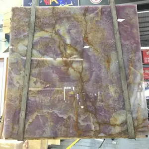 AST OEM/ODM onix arbeitsplatten高光泽平板紫色玛瑙onice azulejo天然石材玛瑙抛光表面玛瑙瓷砖