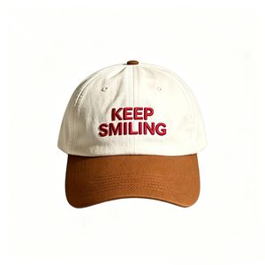 หมวกเบสบอลปักลาย KEEP SMILING สองสี ผ้าฝ้าย 100% หมวกทรงพ่อแบบปรับได้สำหรับใส่ในชีวิตประจำวัน - Product Image 2