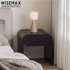 WISEMAX Japandi muebles <span class=keywords><strong>de</strong></span> dormitorio madera maciza forma arqueada negro <span class=keywords><strong>flotante</strong></span> <span class=keywords><strong>mesita</strong></span> <span class=keywords><strong>de</strong></span> <span class=keywords><strong>noche</strong></span> almacenamiento <span class=keywords><strong>mesita</strong></span> <span class=keywords><strong>de</strong></span> <span class=keywords><strong>noche</strong></span> con cajón para el hogar - Product Image 3