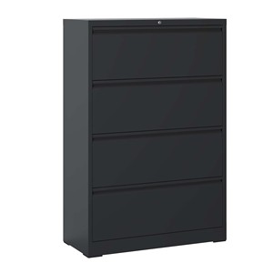 Armoire de classement en acier noir avec 4 tiroirs verticaux et verrouillables, design moderne, idéale <span class=keywords><strong>pour</strong></span> le bureau - Product Image 3
