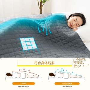 Pure Cotton Weighted Blanket Dark Gray Quilted Cooling Summer <b>Bedding</b> For Sleep Support - Product Image 3