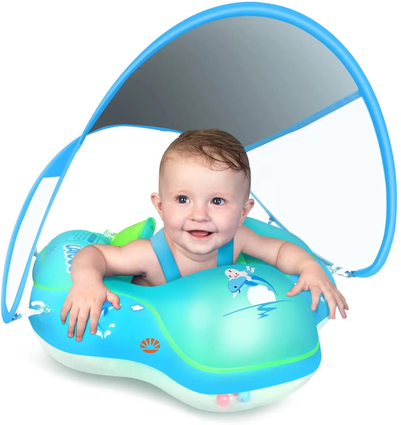 Nuovi aggiornamenti anello gonfiabile galleggiante per il nuoto del bambino con baldacchino rimovibile per la protezione solare all'aperto per interni