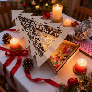 Boîte à bonbons en forme de sapin de Noël en bois, pliable, décoration de maison DIY, ornement festif d'intérieur - Product Image 2