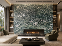 Dalles de quartzite naturel émeraude des Alpes polies, découpées sur mesure, pour carrelage de sol, plans de travail d'îlots de cuisine, comptoirs de bar et dessus de tables consoles