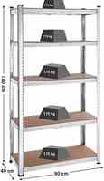 Étagère métallique large QDDOWELL à 3-5 niveaux, revêtement poudré, 120x40x180cm, capacité 265kg, robuste