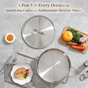 High Quality No Coating Wooden <b>Handles</b> Gas 6-Piece Triply Induction Bottom Stainless Steel Frying <b>Pan</b> Saute <b>Pan</b> - Product Image 6
