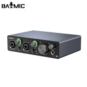 DAYMIC Professional X2 audio interface digital portable 48V microphone recordingm music 2 channel sound card