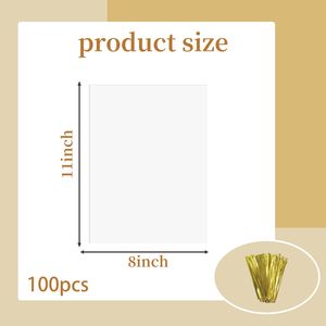 Cellophane Treat <b>Bags</b> 8x11 Inches Transparent OPP Food Grade Packaging for <b>Bread</b> Cookies Gift Wrapping 100 Pcs - Product Image 2