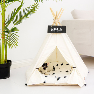 Tente pour animaux domestiques, lit avec fonction tipi avec coussin épais, pour chiens et chats, convient à l'intérieur et à l'extérieur - Product Image 2