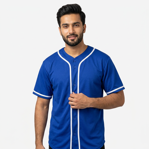 เสื้อเจอร์ซีย์ใส่เล่นเบสบอลสำหรับทีมชุดเบสบอลครึ่งแขนเสื้อกระดุมสั่งทำได้ตามต้องการ - Product Image 1