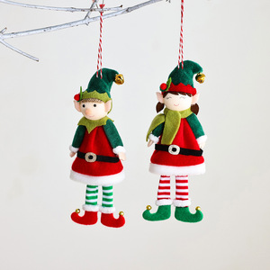 Nuevo Colgante de Muñeco Elfo con Sombrero y Campana, Adorno Navideño para Árbol de Navidad, Muñeco Elfo Niño/Niña, Pareja de Elfos - Product Image 1