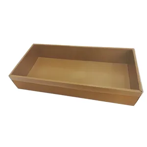 Wholesale custom sturdy box Inner film transparent cover kraft paper lid and base style box