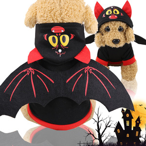 Hooded Bat Costume <b>For</b> Dogs And <b>Cats</b> Black Red Wings Winter Pet <b>Clothes</b> Cute Halloween Outfit - Product Image 1