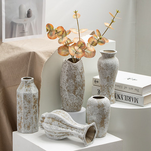 Vintage Style Ceramic Vase With Dual Purpose for Dried Flower Hydroponic Fresh Display Living Room Entryway <b>Decoration</b> - Product Image 1