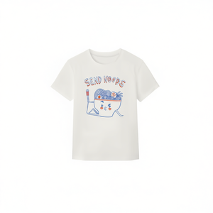 Camiseta Send Noods Blanca con Cuello Redondo, Unisex, Ropa Promocional - Product Image 2