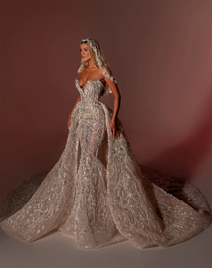 <span class=keywords><strong>Abiti</strong></span> da Sposa Stile Sirena per Donne, Scollatura a Cuore, Senza Maniche, Strascico, Gonna con Cristalli e Paillettes, Personalizzabile - Product Image 5