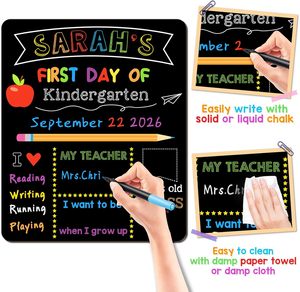 Letreros de <span class=keywords><strong>Pizarra</strong></span> para el Primer y Último Día de Clases, Reutilizables, Borrables por Ambos Lados, Material Escolar para Jardín de Niños y Preescolar - Product Image 2