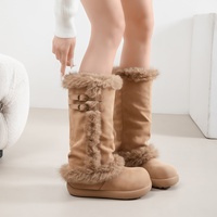Bottines à plateforme en daim pour femmes, bottes hautes à la cheville, chaudes pour l'hiver, antidérapantes, doublées de fausse fourrure, bottes courtes décontractées pour femmes