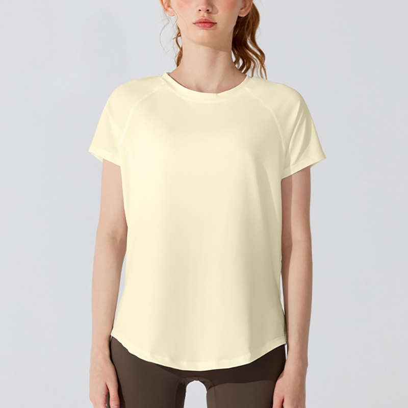 YD298 Women's Breathable Yoga Vest Quick Dry Loose-Fitting Wear Short Sleeve Round Neck Yoga Top for Training Gym Wear