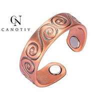 Anneaux en cuivre antique pour hommes, anneaux de guérison énergétique, bande ajustable, soulagement de la douleur de l'arthrite