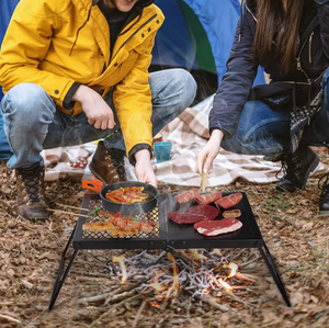 Grille de cuisson pliable en acier pour feu de camp, support et plancha portables pour la cuisson en extérieur - Product Image 5