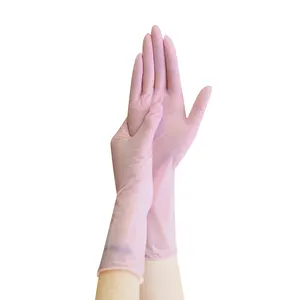 GMC Stock 12 Inch High-Quality Pink Food Safety Grade Beauty Salon Disposable Nitrile Gloves Powder Free