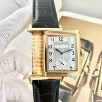 Nouvelle Arrivée Montre de Luxe pour Homme Automatique Réversible avec Petite Seconde Jour/Nuit, Verre Saphir, Boîtier Or Rose et Bracelet en Cuir Noir