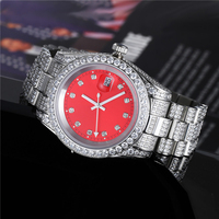Blues Hip Hop Edelstahl pvd plattiert Zeiger Micro Pave Zirkon wasserdicht Datum Verlobung Uhr Schmuck für Männer Geschenk