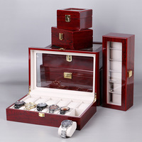 Boîte de Rangement en Bois Laqué pour Montres, 2 à 20 Fentes, Étui Présentoir Cadeau avec Logo Personnalisé, Intérieur en Velours et Fenêtre en Verre