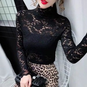 Chemise à manches longues à col montant pour femmes, <span class=keywords><strong>prix</strong></span> de gros, chemisier en dentelle grande taille - Product Image 5