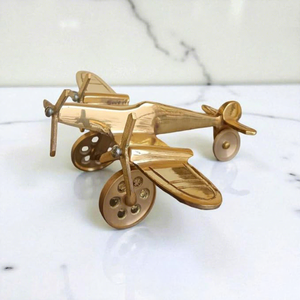 Maquette d'avion décorative vintage en laiton avec support – Décoration de table classique pour la maison, le bureau ou comme cadeau - Product Image 5