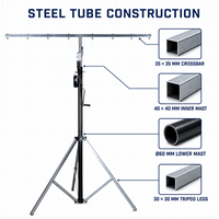 Support d'éclairage de scène portable 4,5 m avec treuil à manivelle, trépied et barre en T pour DJ, capacité de charge 60 kg pour événements et concerts