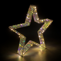 Lampe de table LED étoile à cinq branches argentée, cadre en fer holographique, pour les fêtes de fin d'année