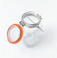 Bocaux de conservation alimentaire en verre avec couvercle hermétique et poignée robuste en acier inoxydable, récipient de cuisine carré, écologique, moderne, pour les fêtes