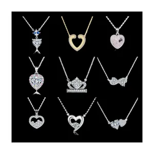 Bijoux fins 925 colliers en argent sterling luxe femmes cz moissanite colliers coeur collier