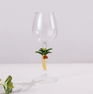 Gobelet à <span class=keywords><strong>vin</strong></span> en verre de Noël réutilisable, écologique, fait main, avec motif d'arbre de Noël 3D, cadeau de Noël transparent - Product Image 4