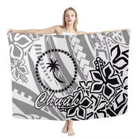 Micronesische Chuuk Sarongs Voor Vrouwen Hawaii Blauw Hibiscus Polynesische Ontwerp Lange Chiffon Cover Ups Strand Badpak Wrap Gestreept 1