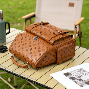 Custom PU Leather <b>Backpack</b> Large Capacity Laptop <b>Backpack</b> Travel Business School <b>Backpack</b> OEM Manufacturer - Product Image 2