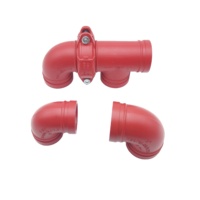 Coude rainuré à 45 et 90 degrés, peint en rouge, homologué UL, approuvé FM, conforme ASTM A536, pour système de tuyauterie d'incendie à sprinklers automatiques